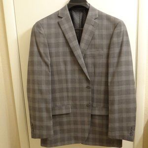 MICHAEL STRAHAN COLLECTION PLAID SPORT COAT  42L   GREY